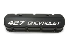 Black Powder-Coated Aluminum Big-Block Valve Covers with Chevrolet and 427 Logo - 19202589